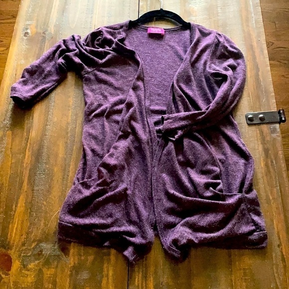 Shasa L purple cardigan with ruched sleeves - Picture 2 of 5